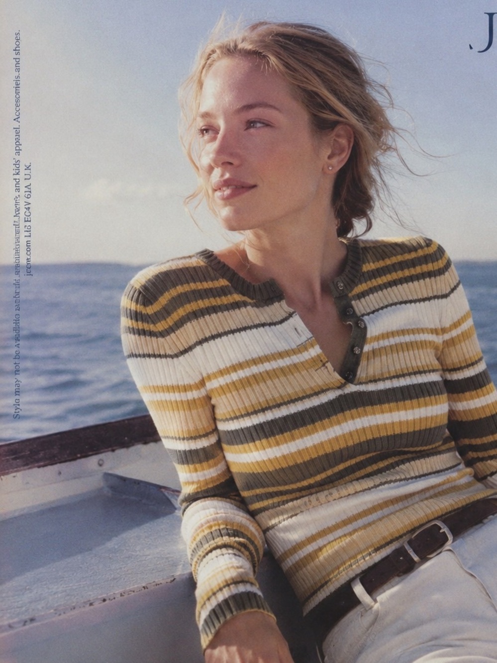 Vintage 90s Ribbed Cotton Stripe Henley Sweater | XS/S | Neutral Coastal